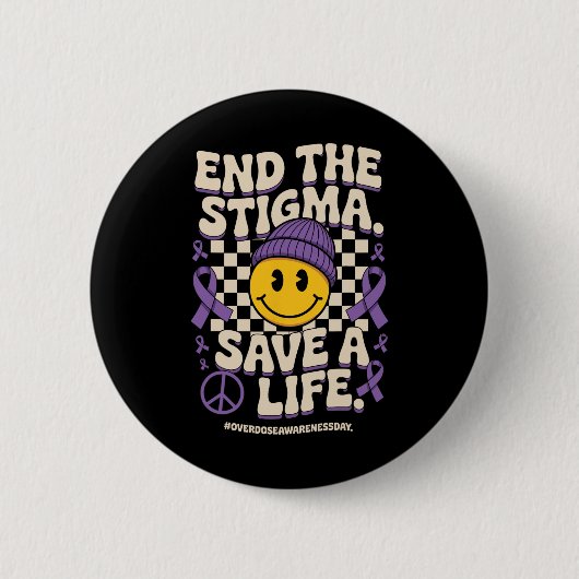 End The Stigma Save A Life グルービー オーバードーズ啓発 缶バッジ (正面)