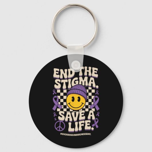 End The Stigma Save A Life Groovy Overdose Awarene キーホルダー (正面)