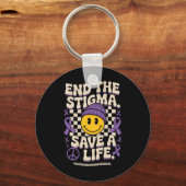 End The Stigma Save A Life Groovy Overdose Awarene キーホルダー (正面)