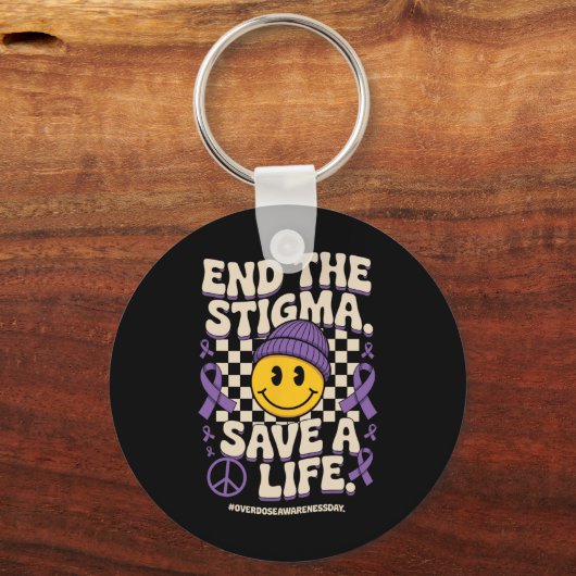 End The Stigma Save A Life Groovy Overdose Awarene キーホルダー (正面)