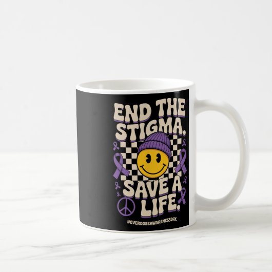 End The Stigma Save A Life Groovy Overdose Awarene コーヒーマグカップ (右)