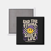 End The Stigma Save A Life Groovy Overdose Awarene マグネット (正面/裏面)