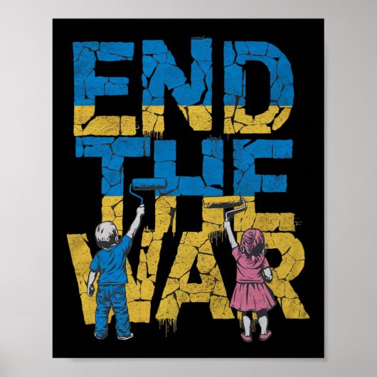 End The War Graffiti Children Support Zelensky Ukr ポスター (正面)