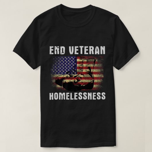 End Veteran Homelessness Vet American Flag Homeles Tシャツ (デザイン正面)