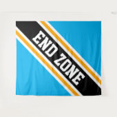 END ZONE明はっきりしたるい空の青い黒い傾斜ストライプ色 タペストリー (正面(横))