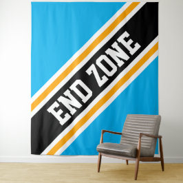END ZONE明はっきりしたるい空の青い黒い傾斜ストライプ色 タペストリー