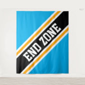 END ZONE明はっきりしたるい空の青い黒い傾斜ストライプ色 タペストリー (正面)