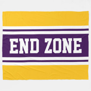 END ZONE ディープパープル オレンジ 白 フットボール ストライプ フリースブランケット