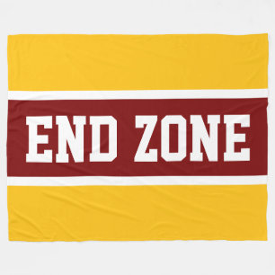 END ZONE ビビッドな赤と黄色とオレンジと白のストライプ フリースブランケット