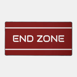 END ZONE モダン ホワイト テキスト ストライプス オン ディープ レッド デスクマット
