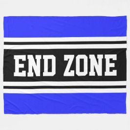 END ZONE ロイヤルブルー ブラック ホワイト フットボール ストライプ フリースブランケット