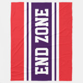 END ZONE Bright Red Purple White Football Stripes フリースブランケット (正面)