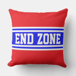 END ZONE Bright Red White Blue Racing Stripes クッション