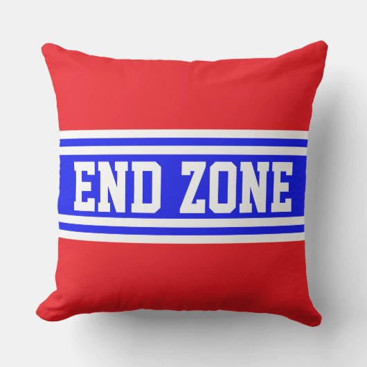 END ZONE Bright Red White Blue Racing Stripes クッション (正面)