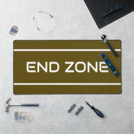 END ZONE Modern White Text Stripes On Bold  Brown デスクマット