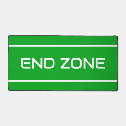 END ZONE Modern White Text Stripes On Bright Green デスクマット (正面)