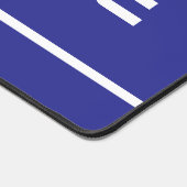 END ZONE Modern White Text Stripes On Deep Blue デスクマット (コーナー)