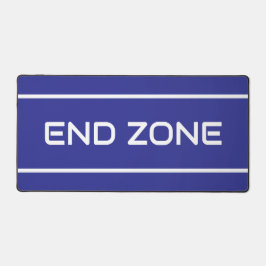 END ZONE Modern White Text Stripes On Deep Blue デスクマット