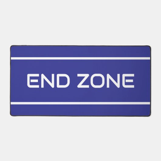 END ZONE Modern White Text Stripes On Deep Blue デスクマット (正面)