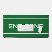 END ZONE Modern White Text Stripes On Deep Green デスクマット (キーボード&マウス)
