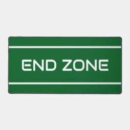 END ZONE Modern White Text Stripes On Deep Green デスクマット