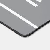 END ZONE Modern White Text Stripes On Medium Gray デスクマット (コーナー)