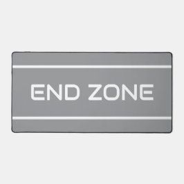 END ZONE Modern White Text Stripes On Medium Gray デスクマット