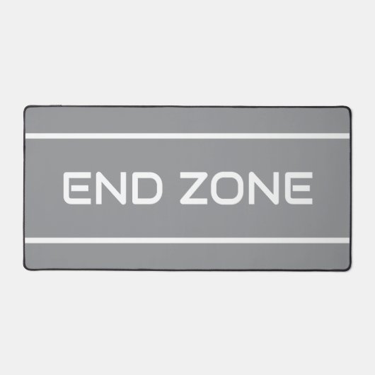 END ZONE Modern White Text Stripes On Medium Gray デスクマット (正面)