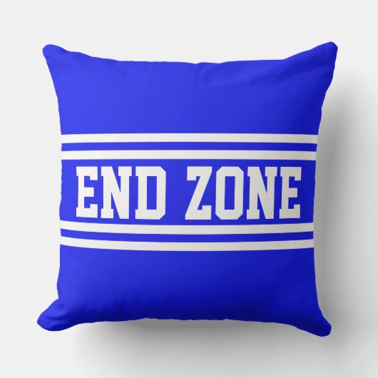 END ZONE Royal Blue Athletic White Racing Stripes クッション (正面)