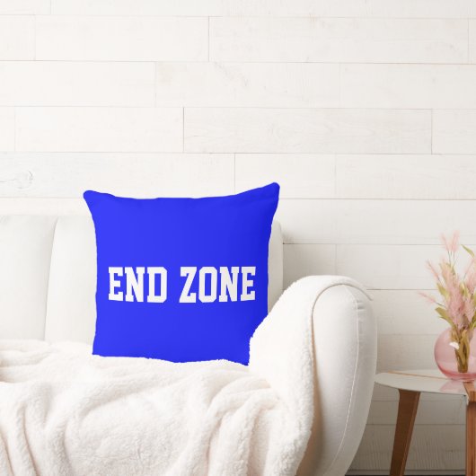 END ZONE Sporty Athletic 70s Text On Royal Blue クッション (ソファ)