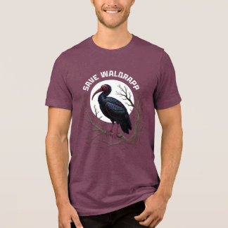 Endangered birds: waldrapp or nortern bald ibis トライブレンドＴシャツ