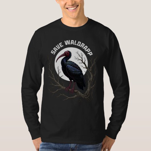 Endangered birds: waldrapp or nortern bald ibis tシャツ (正面)