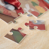 Endearing Basset Hound Dog with Christmas Wreath ジグソーパズル (側面)