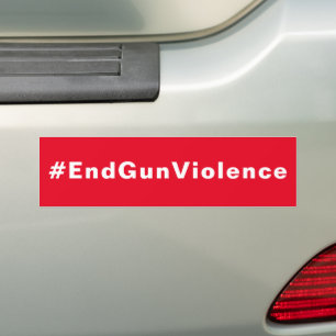 #EndGunViolence銃の暴力を止める赤白 バンパーステッカー