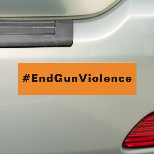 #EndGunViolence銃暴力オレンジブラック終了 バンパーステッカー (車上)