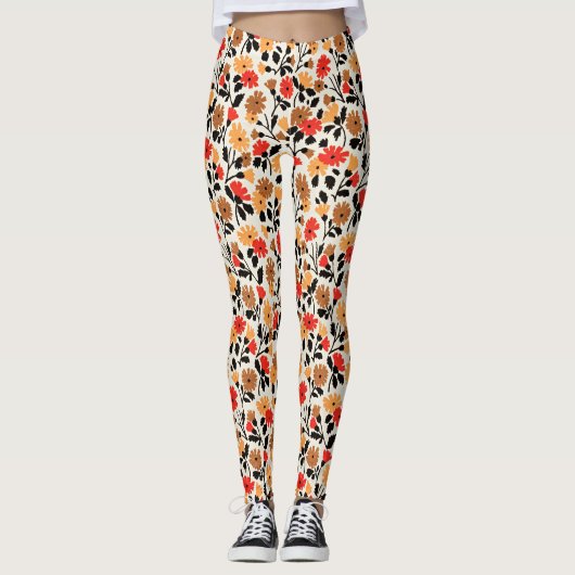 Endleaves of Art floral pattern レギンス (正面)