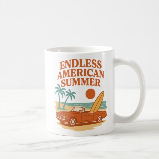 Endless American Summer Retro Surf Art コーヒーマグカップ (右)