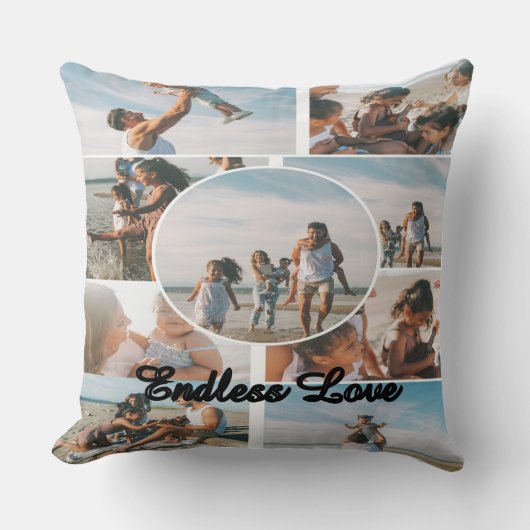Endless Love Custom Family Collage Throw Pillow クッション (正面)