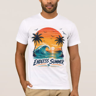 Endless Summer | レトロトロピカルサンセットビーチ Tシャツ