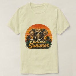 Endless Summer Elephant | レトロ サンセット サファリ Tシャツ