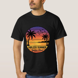 Endless Summer Retro Sunset Beach Palm T-Shirt Tシャツ