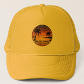 Endless Summer Retro Sunset Palm Trees Trucker Hat キャップ (正面)