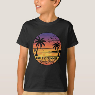 Endless Summer Sunset Palm Trees Vintage Beach T-S Tシャツ