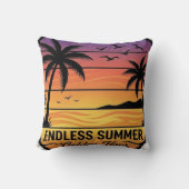 Endless Summer Sunset Tropical Throw Pillow - Palm クッション (正面)