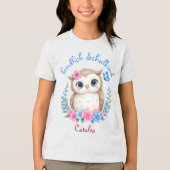 Endlich Schulkind - niedliche Eule mit Blumen トライブレンドTシャツ (正面)