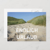 ENDLICH URLAUB Weg zum Strand durch Strandhafer ポストカード (正面/裏面)