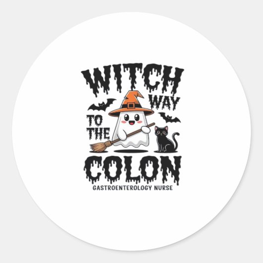 Endo Nurse Halloween Gastrointestinal Nurse Ghost  ラウンドシール (正面)