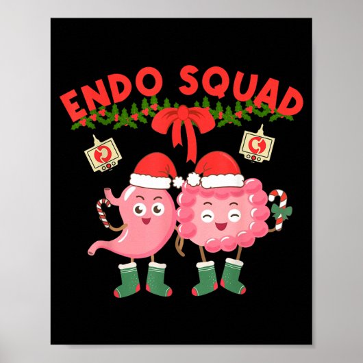 Endo Squad 看護師 胃 サンタ帽子 内視鏡技師 ポスター (正面)
