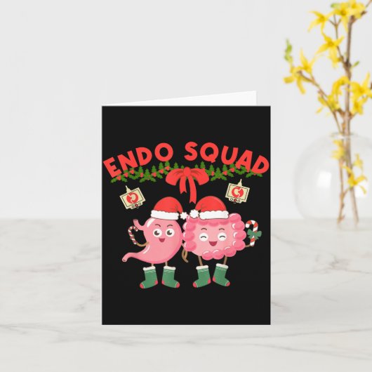 Endo Squad Nurse Stomach Santa Hat Endoscopy Tech  カード (黄色い花)