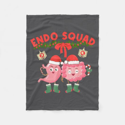 Endo Squad Nurse Stomach Santa Hat Endoscopy Tech  フリースブランケット (正面)